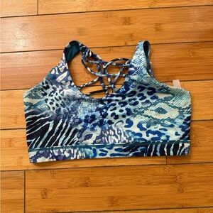 CVG wild thing animal print butterfly back sports bra Sz M
